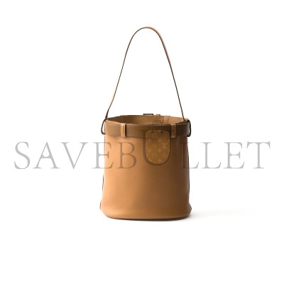 PRADA BUCKLE LEATHER BUCKET BAG WITH BELT 1BE085 (29*26.5*18cm) 